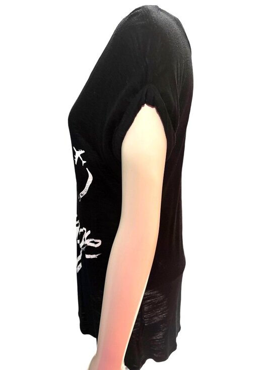 Apt 9 Medium Black Bon Voyage Graphic Tees Slub Knit Pariscore Casual Streetwear - Picture 2 of 9